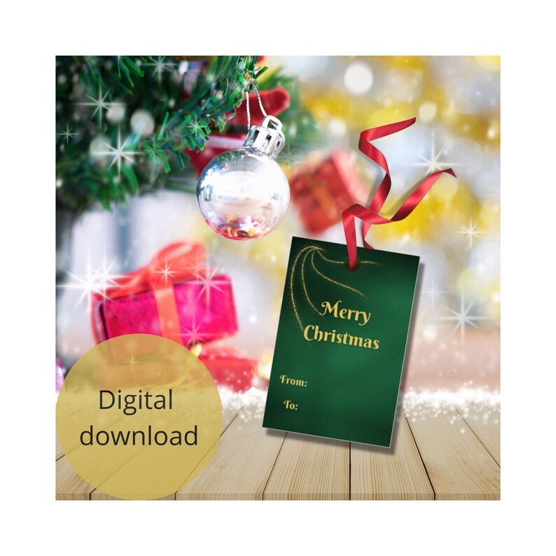 Emerald Green and Gold Gift Tags Printable Christmas Labels Etsy