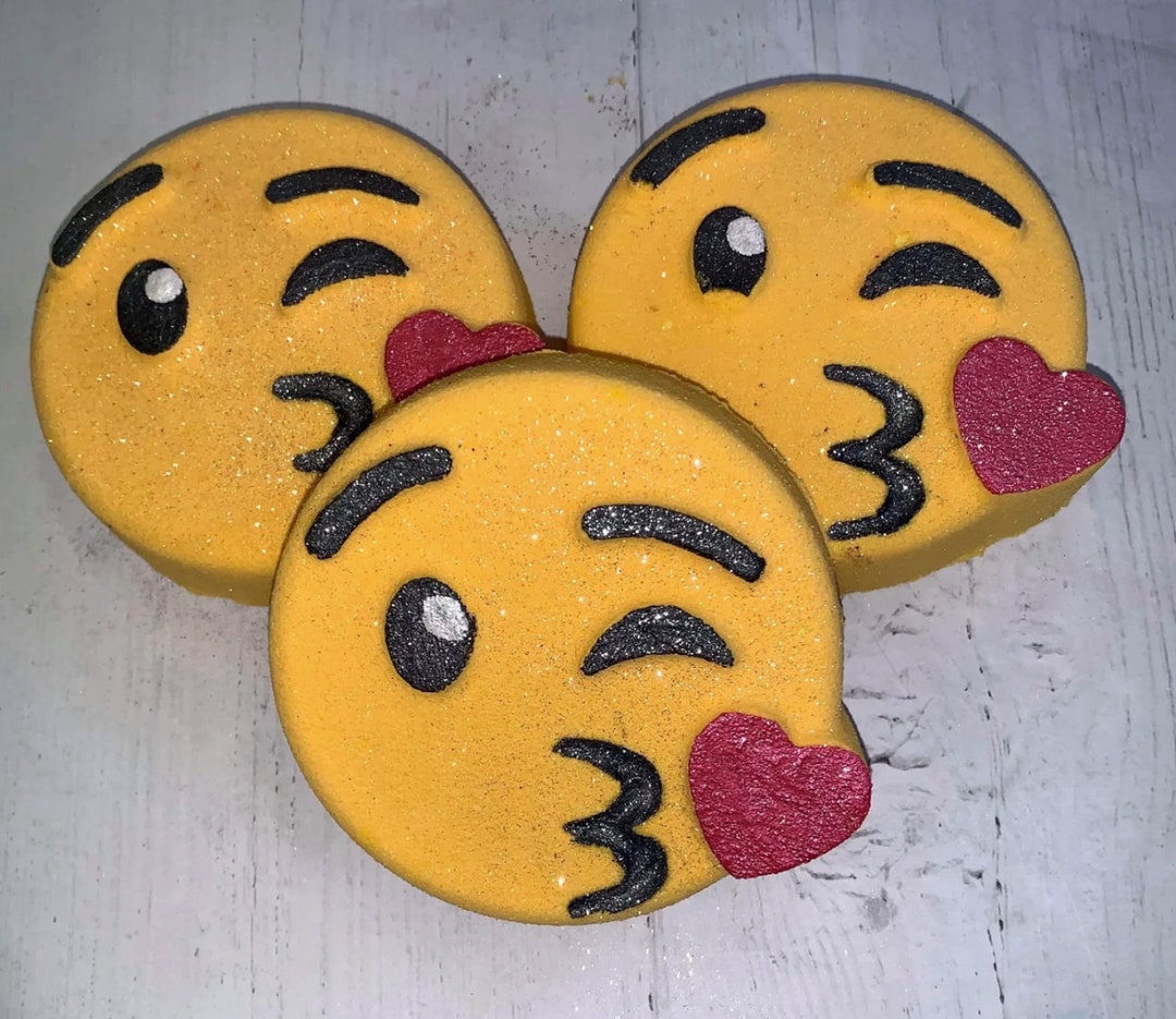 Emoji Bath Bomb Kiss Emoji Etsy