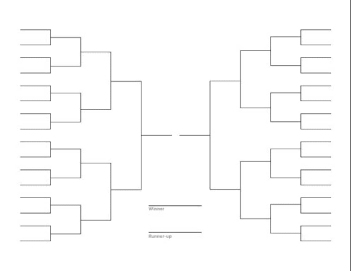 32 team Tournament Bracket Single Elimination 8 5x14 Etsy