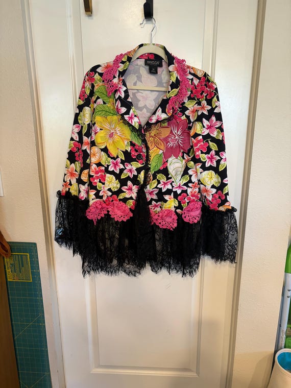 tropical blazer boho chic upcycled