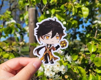Chibi Zhongli Sticker | Cute Sticker | Kawaii Sticker | Laptop Sticker | Water-resistant | Asian Sticker | Vinyl