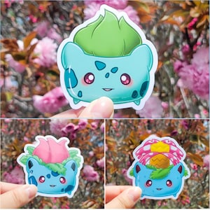 Bisasam Evolution Pflanzer Aufkleber | Süßer Aufkleber, Kawaii Sticker, Laptop Aufkleber, Wasserfest