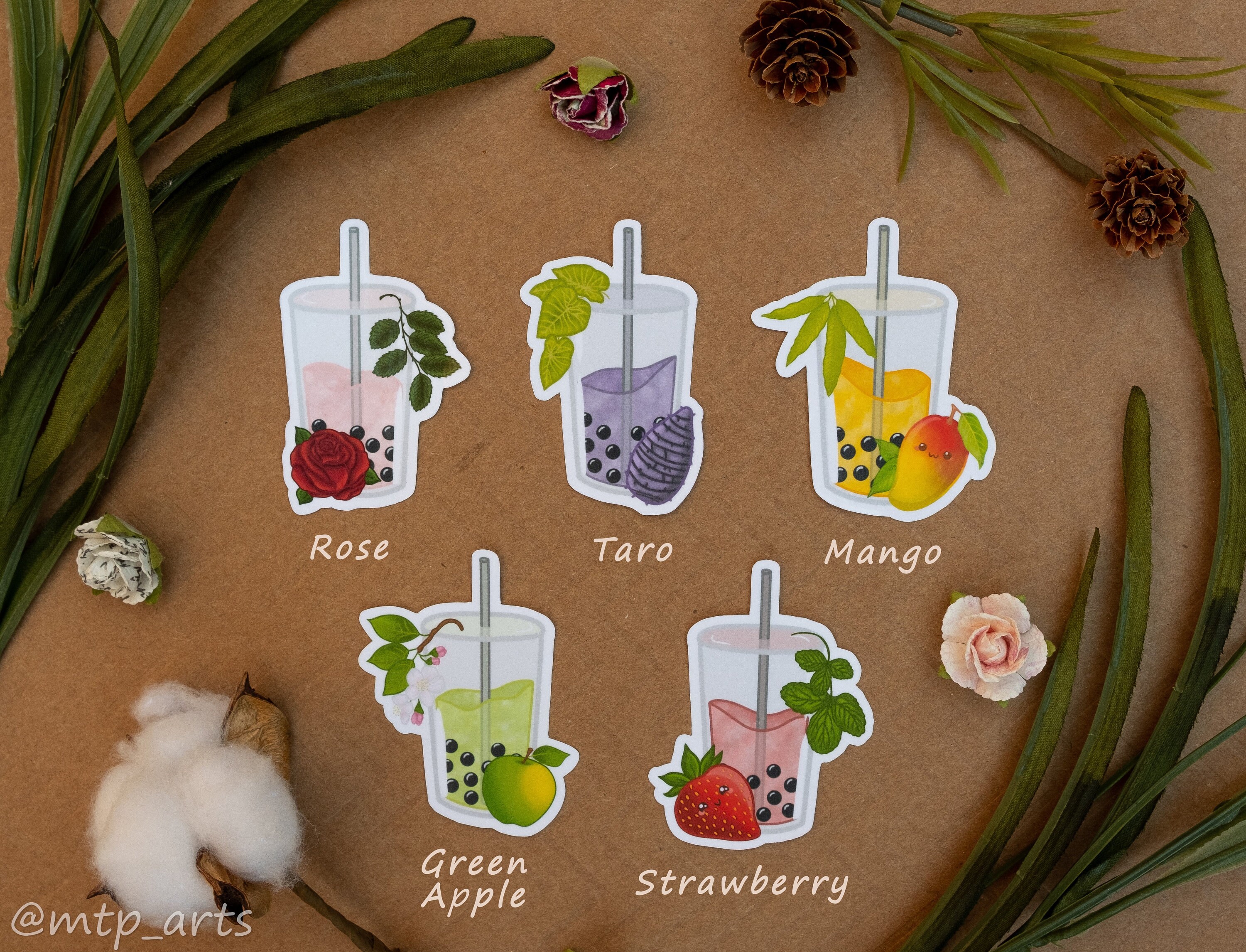 Flavored Milk Tea Stickers (single/pack) | Cute Sticker | Kawaii ...