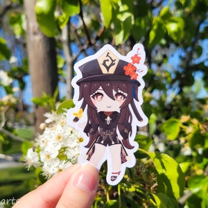 Chibi Hu Tao Sticker | Cute Sticker | Kawaii Sticker | Laptop Sticker | Water-resistant | Asian Sticker | Vinyl