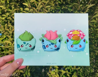 Lámina artística de la evolución de Bulbasaur