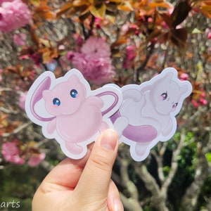 Chonky Mew and Mewtwo Stickers | Cute Sticker, Kawaii Sticker, Laptop Sticker, Water-resistant