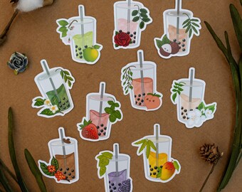 Flavored Milk Tea Stickers (Single/Pack) | Cute Sticker | Kawaii Sticker | Laptop Sticker | Water-resistant | Asian Sticker | Boba Sticker