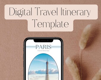 Digital Travel Itinerary Template, Customizable Daily Travel Itinerary, Printable Vacation Digital Itinerary, Digital Template Download