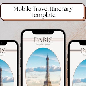 Mobile Travel Itinerary Template, Customizable Daily Travel Itinerary, Vacation Planner Digital Itinerary, Digital Template Download