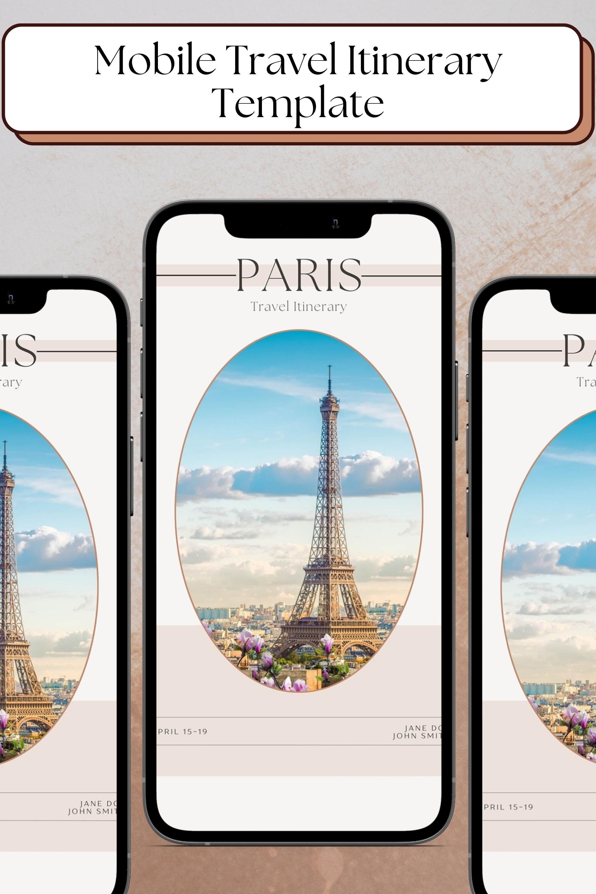 Mobile Travel Itinerary Template, Customizable Daily Travel Itinerary ...