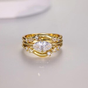 1 Carat Moissanite 925 Sterling Silver 3pcs Ring Set