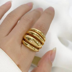 18K Gold-Plated Multi-Layer Statement Ring