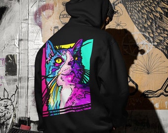 Hank the Cat 80s Neon - ZIPUP HOODIE - Cat Lovers