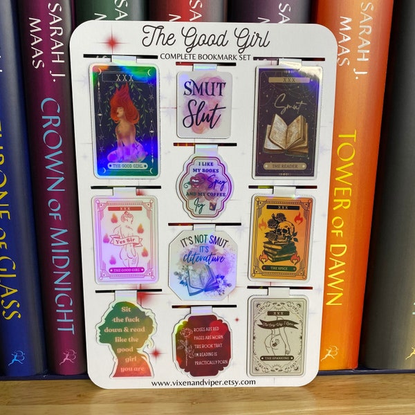 Magnetic Bookmark for Smut Readers, Holographic and Laminated Bookmark for Women, Handmade Magnetic Bookmark for Book Lovers, Bookmark Set