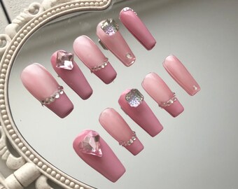 PinkLady Press On Nails | Pink Nails | Luxury Handmade Nails | Cute Nails