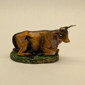 Fontanini anni '50, cartapesta dipinta a mano, TORO da 3,5'', Made in Italy, basi verdi, pezzi di ricambio per la natività, toro n. 1