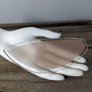 PINK Hollywood Regency 1980s Lotus Lamp Glass Petal Insert Replacement ''C'' SHAPE for OUTER lotus, curved glass petal, 2.75'' x 6''