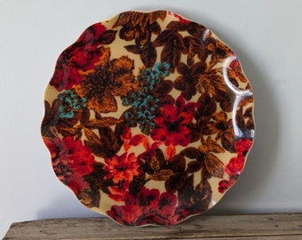 Vintage Floral Serving Tray - 1970s Flower Power Decor