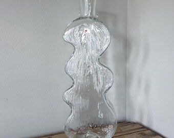 80's BLENKO clear Wavy glass vase, Vintage Wiggle Puzzle by Hank Adams Vase