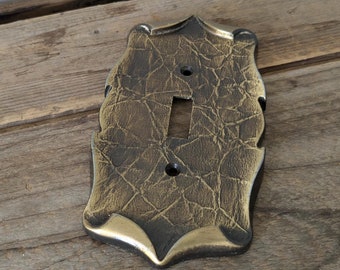 Vintage Gold Metal Wall Plate, Parchment Look Single-Toggle