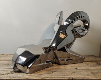 Vintage JARU 1979 Kubistisk Modernistisk Silver/Platina? Finish Skulptur, RAM-figur signerad skulptur