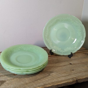 Vintage Fire King Jadeite Alice Set of 5 Saucers (no cups), Beautiful Condition!!