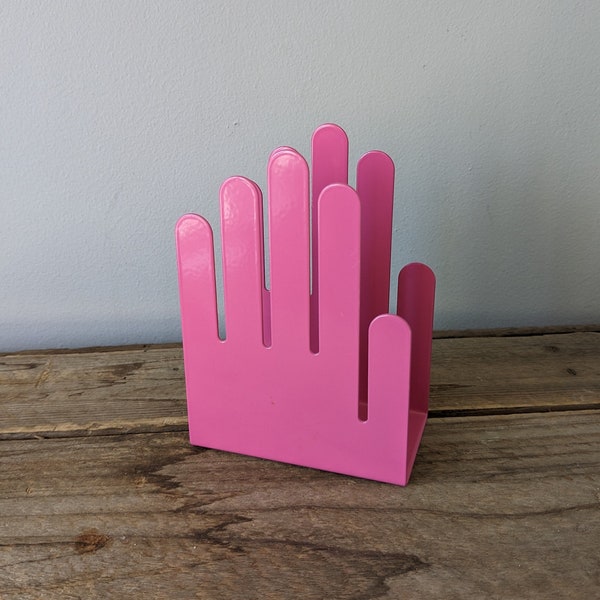 RARE Pink! MCM Metal Hands Napkin/letter Holder Spectrum Designs Cleveland Ohio, Pop Art 70's