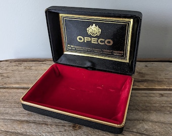 Vintage OPECO Uhrenbox, Schmuckschatulle mit rotem Samt gefüttert
