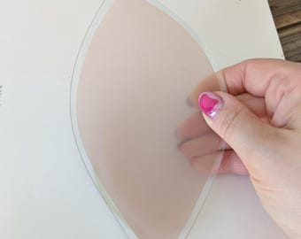 PINK Hollywood Regency 1980er Jahre Lotus Lampe Glas Blütenblatt Einsatz Ersatz &#39;&#39; C &#39;&#39; FORM für äußeren Lotus, gebogenes Glasblatt, 4 &#39;&#39; x 6,25 &#39;&#39;