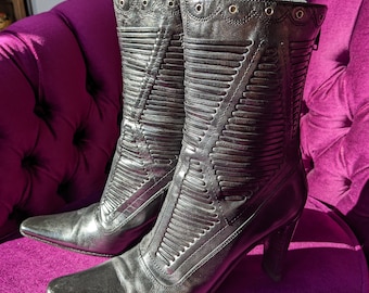 Bottes en cuir Boho noir Via Spiga Made in Italy, taille 5.5