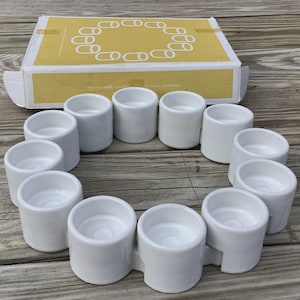 Vintage IKEA Interlock Tea Light Candle Holder - PS Varmeljushallare - Ehlen Johansson, 12 piece set, Minimalism white candle holders