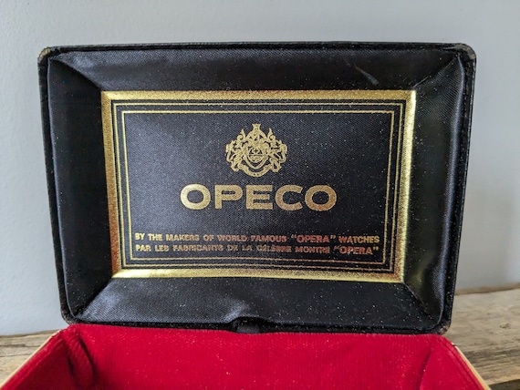 Vintage OPECO hinged watch Box, Watch Case, Red V… - image 2