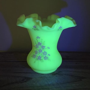 Fenton Custard Uranium Glass Vase Hand Painted - Etsy
