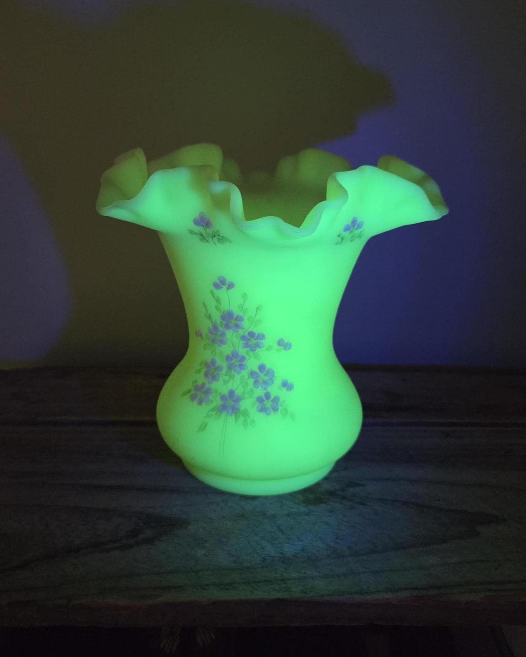 Fenton Custard Uranium Glass Vase Hand Painted - Etsy