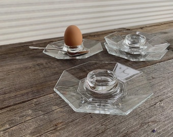 Vintage Arcoroc Octime Glass Egg Plate Set, Made in France