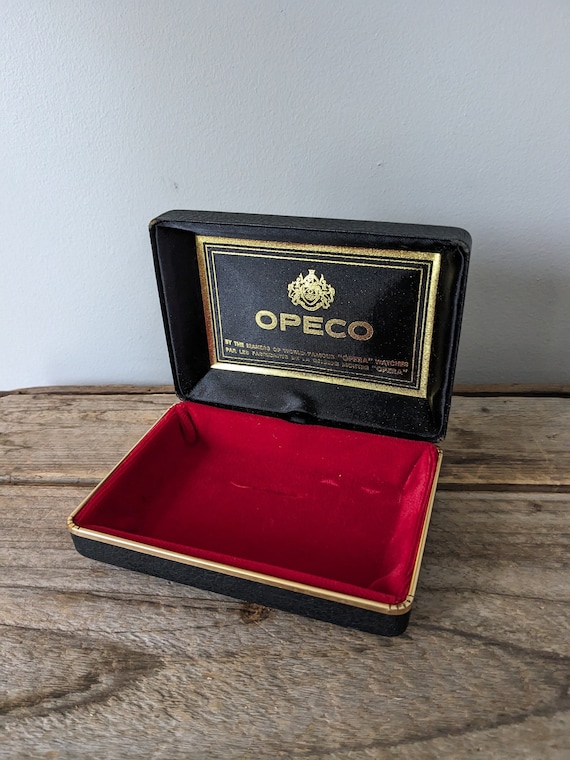 Vintage OPECO hinged watch Box, Watch Case, Red V… - image 1