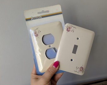 Vintage ATRON Floral Wall Plate Covers, Single Toggle and Double Outlet