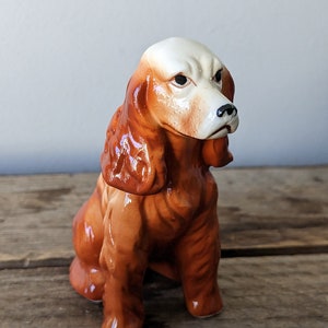 Vintage small 3.5&#39;&#39; Porcelain dog, 1960s Springer Spaniel/Cocker Spaniel figurine #4, Handmade, From Japan
