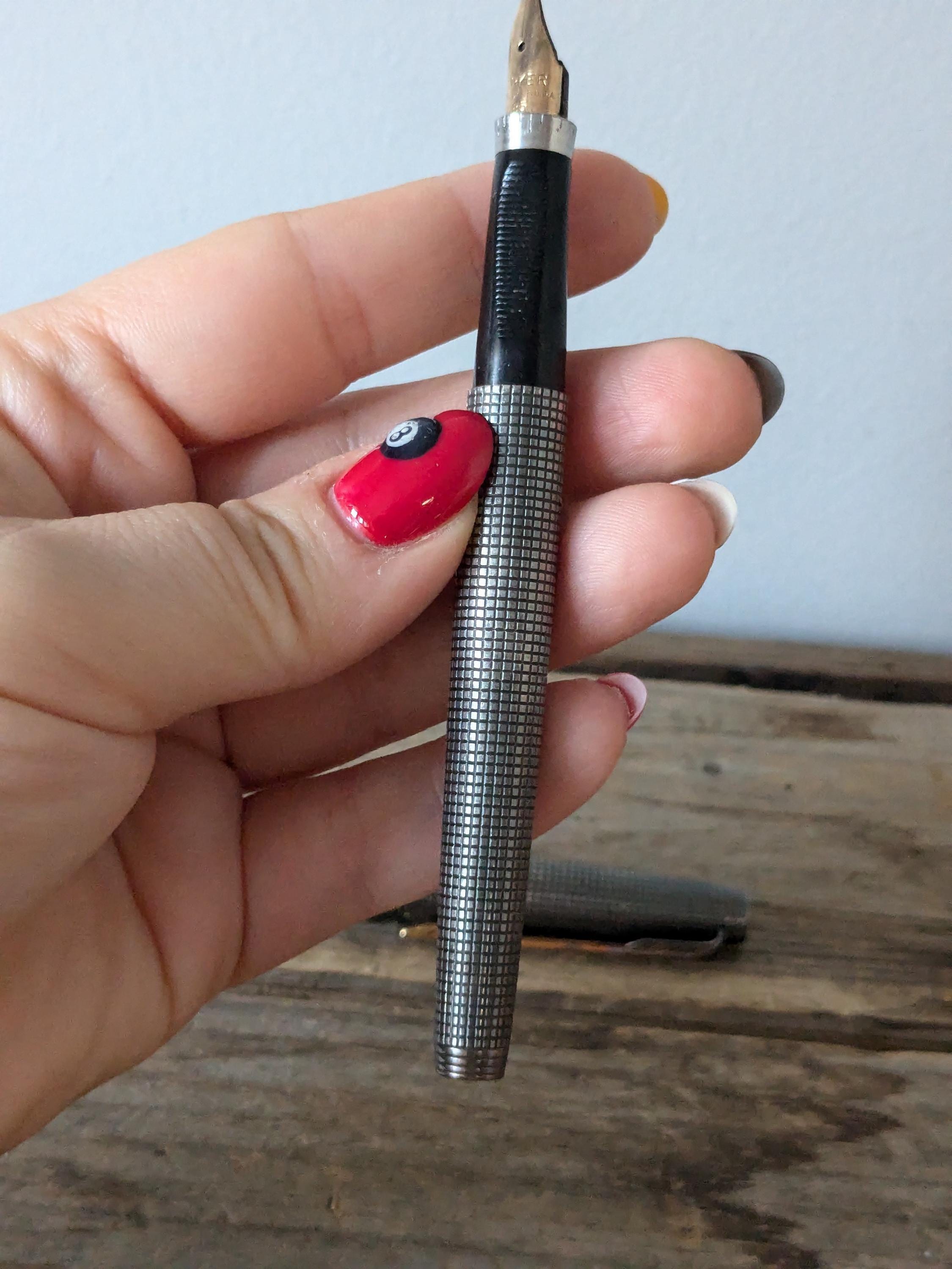 Vintage Parker 75 Fountain Pen, 14K Gold Nib M, Cisele Sterling Silver ...