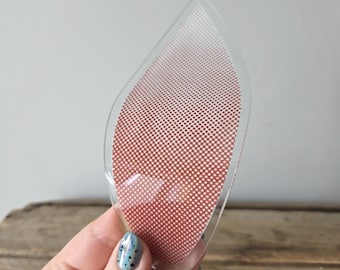 RARE PINK POLKA Dot, Gradiant, Hollywood Regency 1980s Lotus Lamp Glass Petal Replacement ''S'' Shape for Inner/outer lotus , 2.7'' x 6.5"