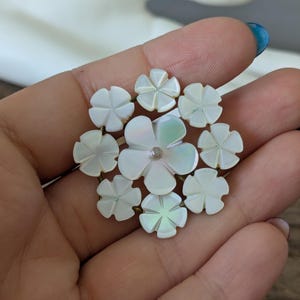 Vintage Floral Artisan Made Carved Mother of pearl brooch/pin, cute flower bunch brooch-pin