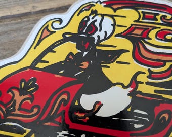 1960s Donald Duck Snowmobile Decals, Vintage Racing Flames, Set of 2