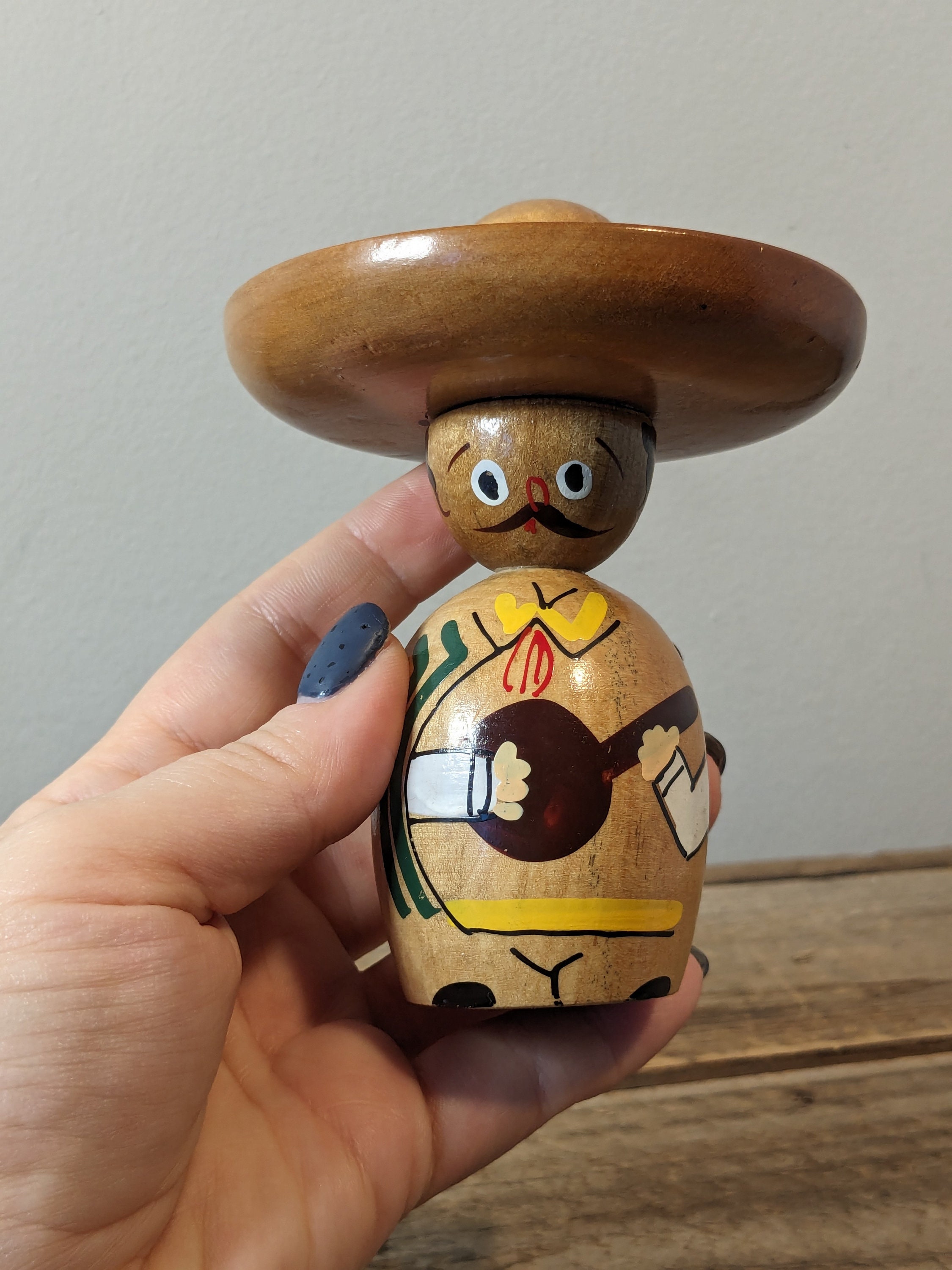 Vintage Wooden Mexican Character With Sombrero Toothpick Holder, Funny ...