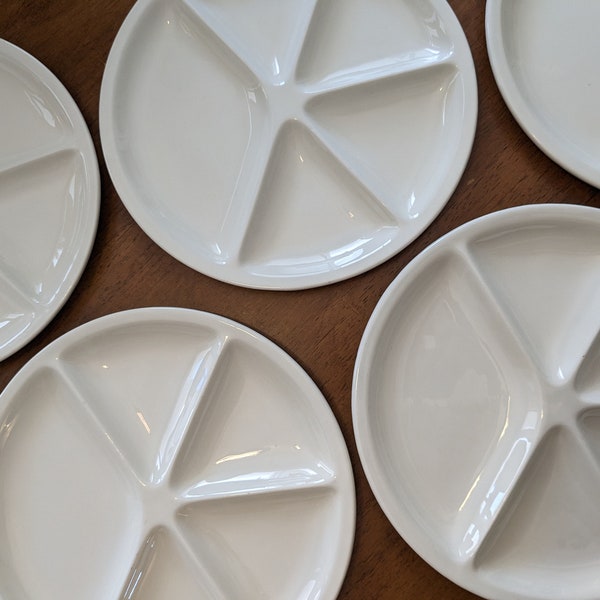 Five Rare Le Creuset Fondue Plates 1970's French Fondue Plates. Vintage White/Cream Fondue Plates by Le Creuset France. Jeanne d'Arc Living.