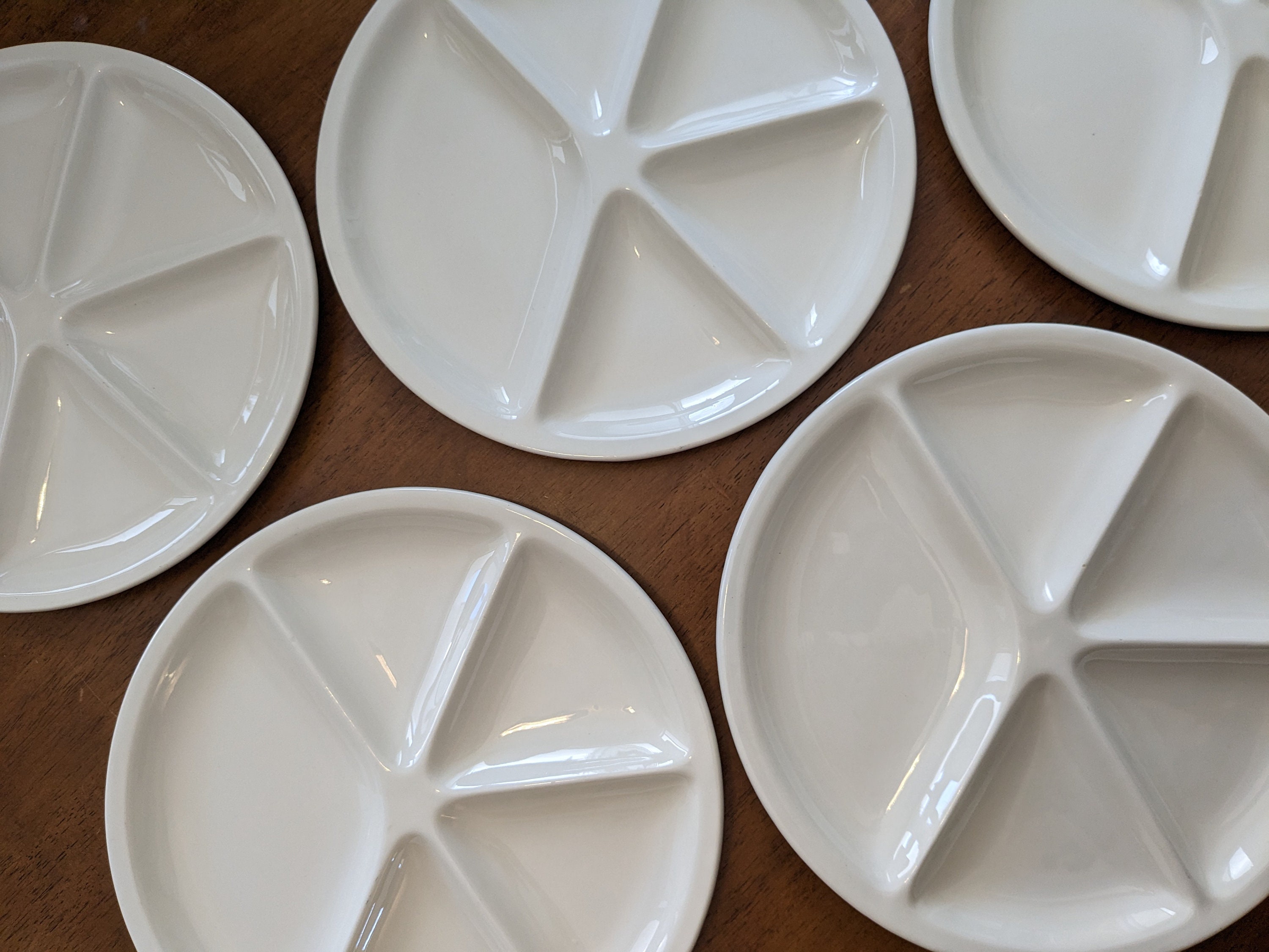 Set de 2x assiettes à fondue / gourmet / barbecue blanches 22,7 x 1,8 cm  6