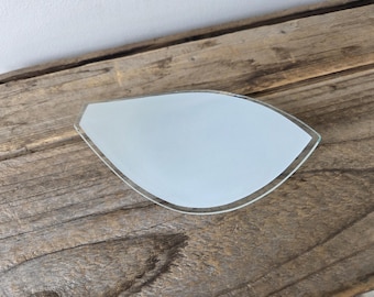 White Bluish Tint Glass Lotus Lamp Petal Insert Replacement (4" x 6.25")