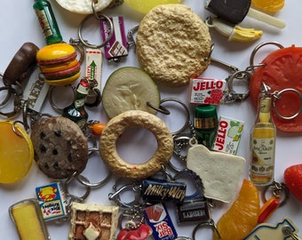 FOOD & DRINKS keychain galore, vintage 70's to 90's fruits, beverages, sweets and much more, keyring collection, please read description!