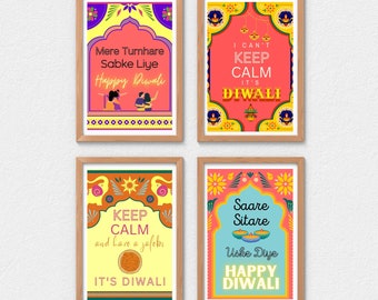 Diwali Art Print Set | Bollywood Inspired Festive Decor (Digital Download)