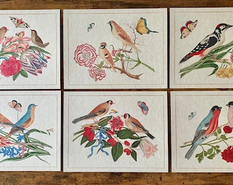 Antique Bird Prints Set, Vintage Ornithology Wall Art, Audubon Inspired Gallery Prints