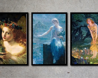 Vintage Flower Fairies Art Prints | Romantic Edward Robert Hughes Style